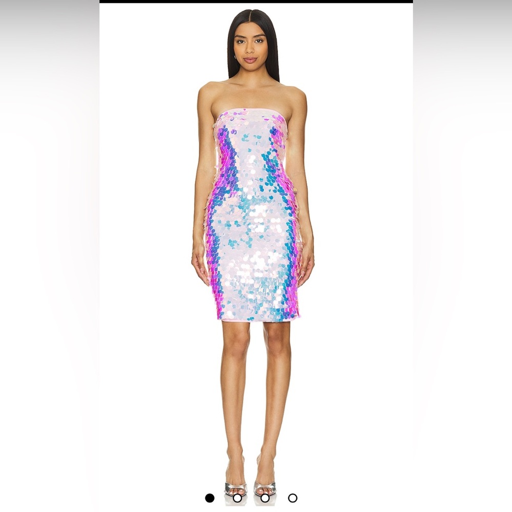 Revolve Susana Monaco Sequin Midi Dress in Iridescent Women size Small NEW Party